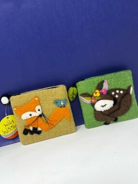 Wild Woolies Fox NWT & Deer Like New Coin Purse Bundle